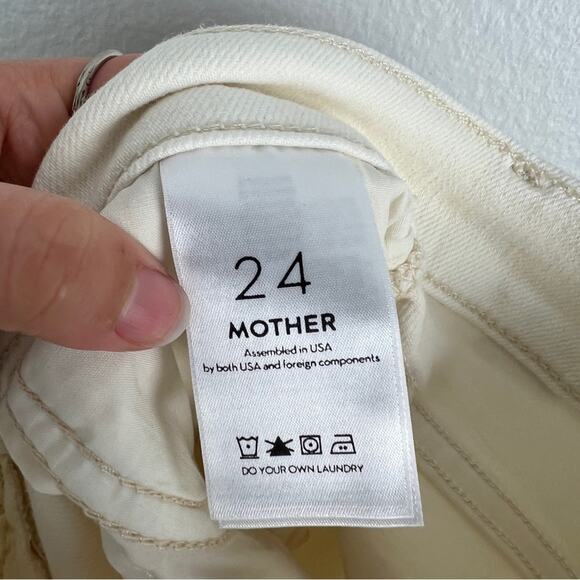 MOTHER | NEW The Rascal Crop Fray Cream Puff Beige Off White High Rise Jeans 24 - Picture 12 of 16